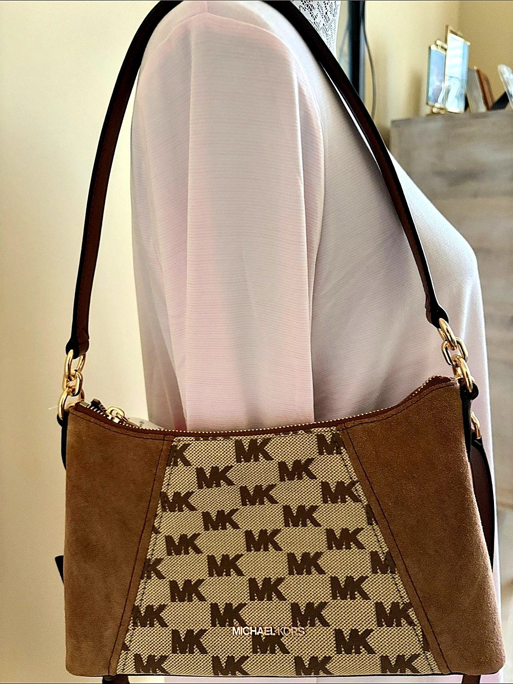 NWT Michael Kors Sienna Brown & Beige Crossbody NWT